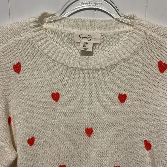 Sweet heart crewneck sweater creamy lightweight womens size small - Picture 3 of 8
